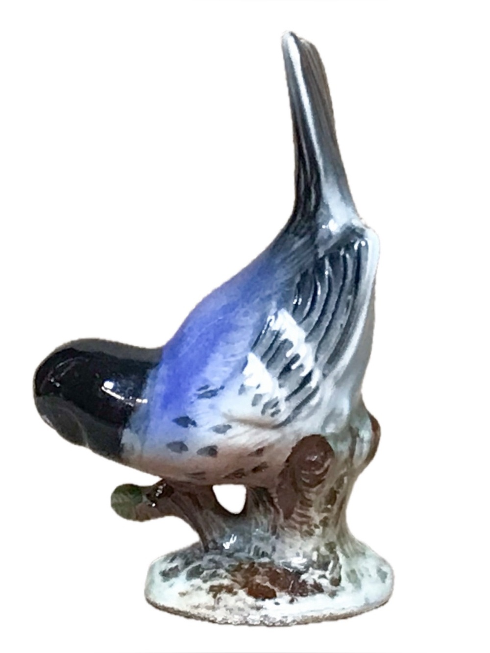 Vintage Blue Grosbeak Porcelain Bird Figurine Nature Animal Cottagecore - Picture 3 of 8